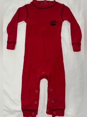 Lazy One bright red sleeper with “Bear Bum” drop seat sz 12 mo like new